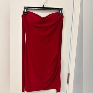 Elegant Red Draped Dress